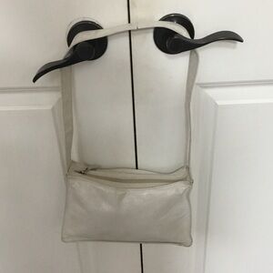 Pegabo Leather Shoulder Bag in White Pearl - Classic Minimalist Style